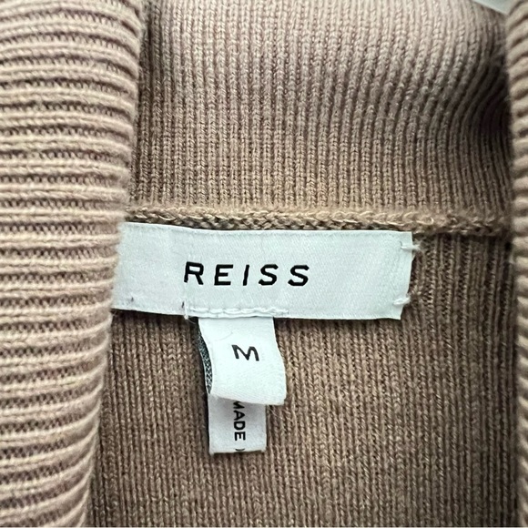 REISS Nicola Ribbed Turtleneck Wool Blend Mocha Fall Classic Contemporary Soft - Picture 5 of 10